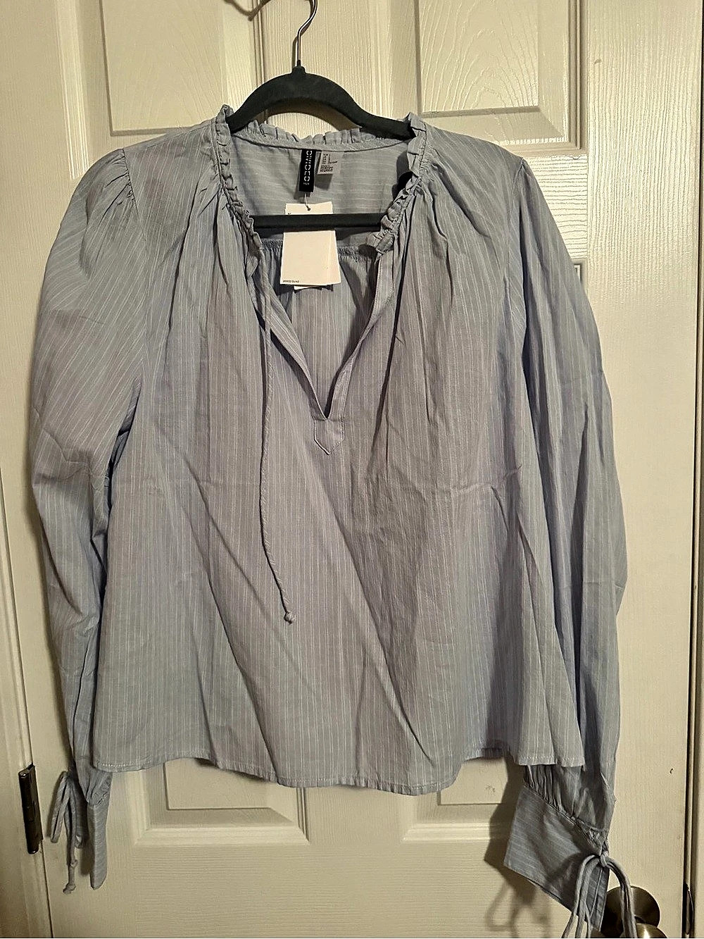 H&M Striped Blouse in Blue Size L